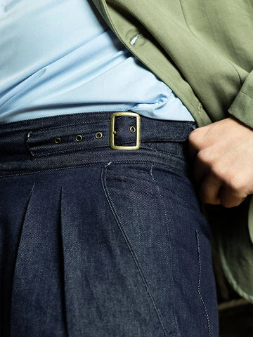 Aidase American Vintage Gourgue Loose Straight Casual Pants Indigo Denim High Waist Cropped Pants aidase-shop